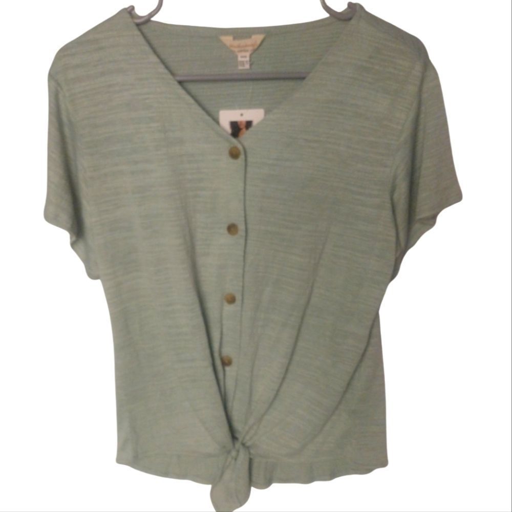 Weatherproof Vintage Button Down Crop Top Mint Size Small
